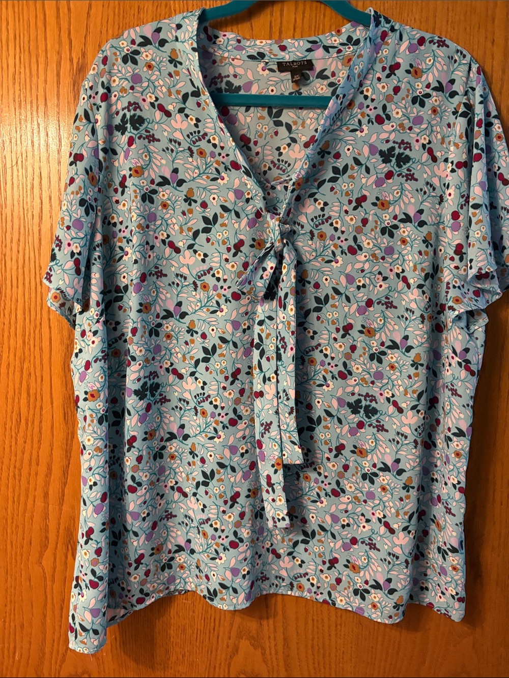 Talbot’s Blue Floral Tie-Front Blouse